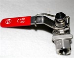 Rustfri Kuglehane med kraftig fjeder retur 1/4" m/m 2-delt PN 63 316